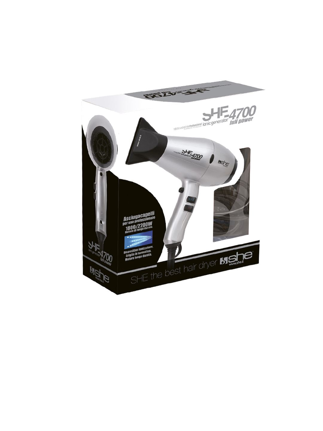 SHE 4700 – Secador de pelo ultraligero