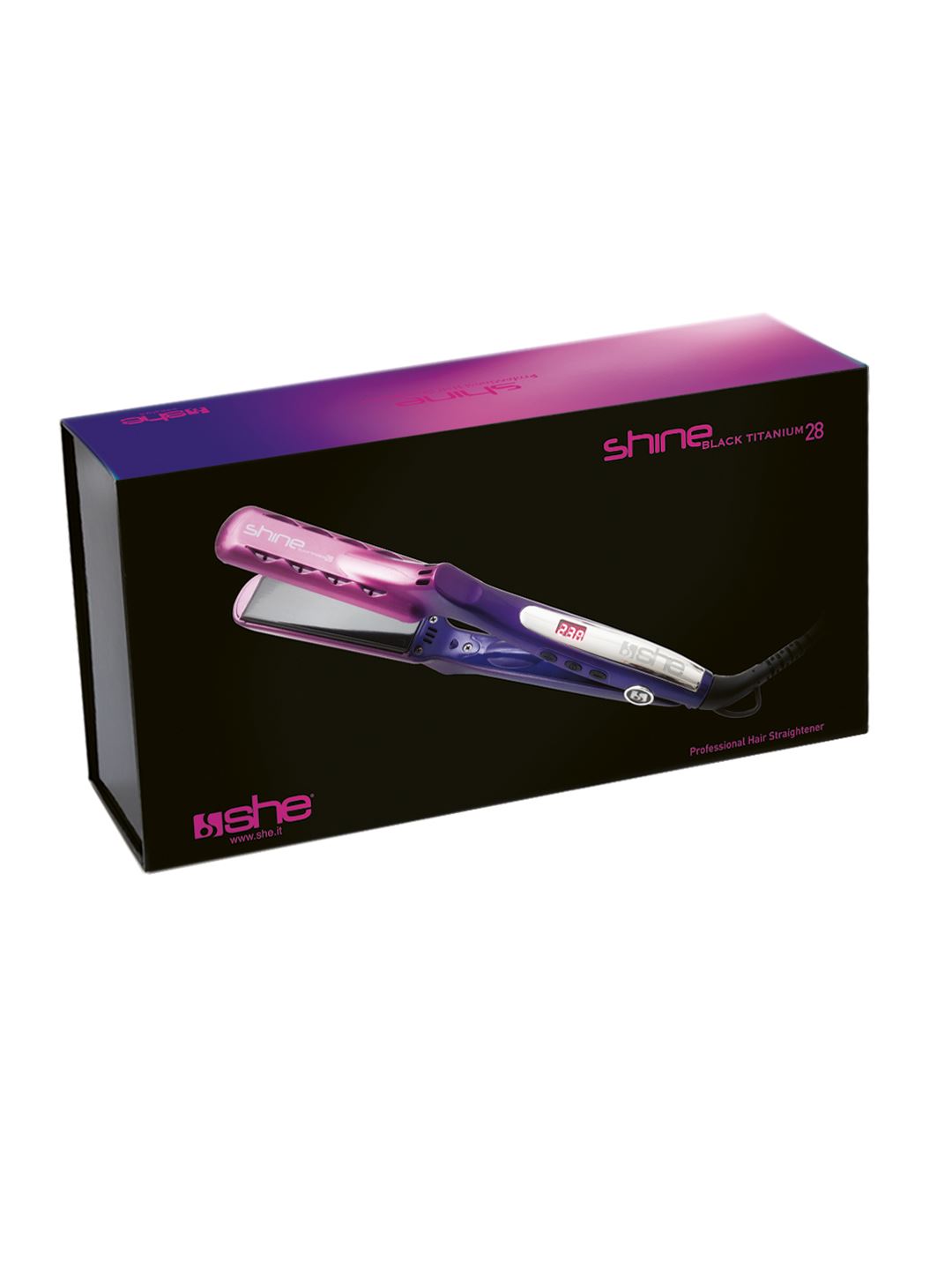 SHINE BLACK TITANIUM 28 – Plancha para el cabello de titanio y nano turmalina