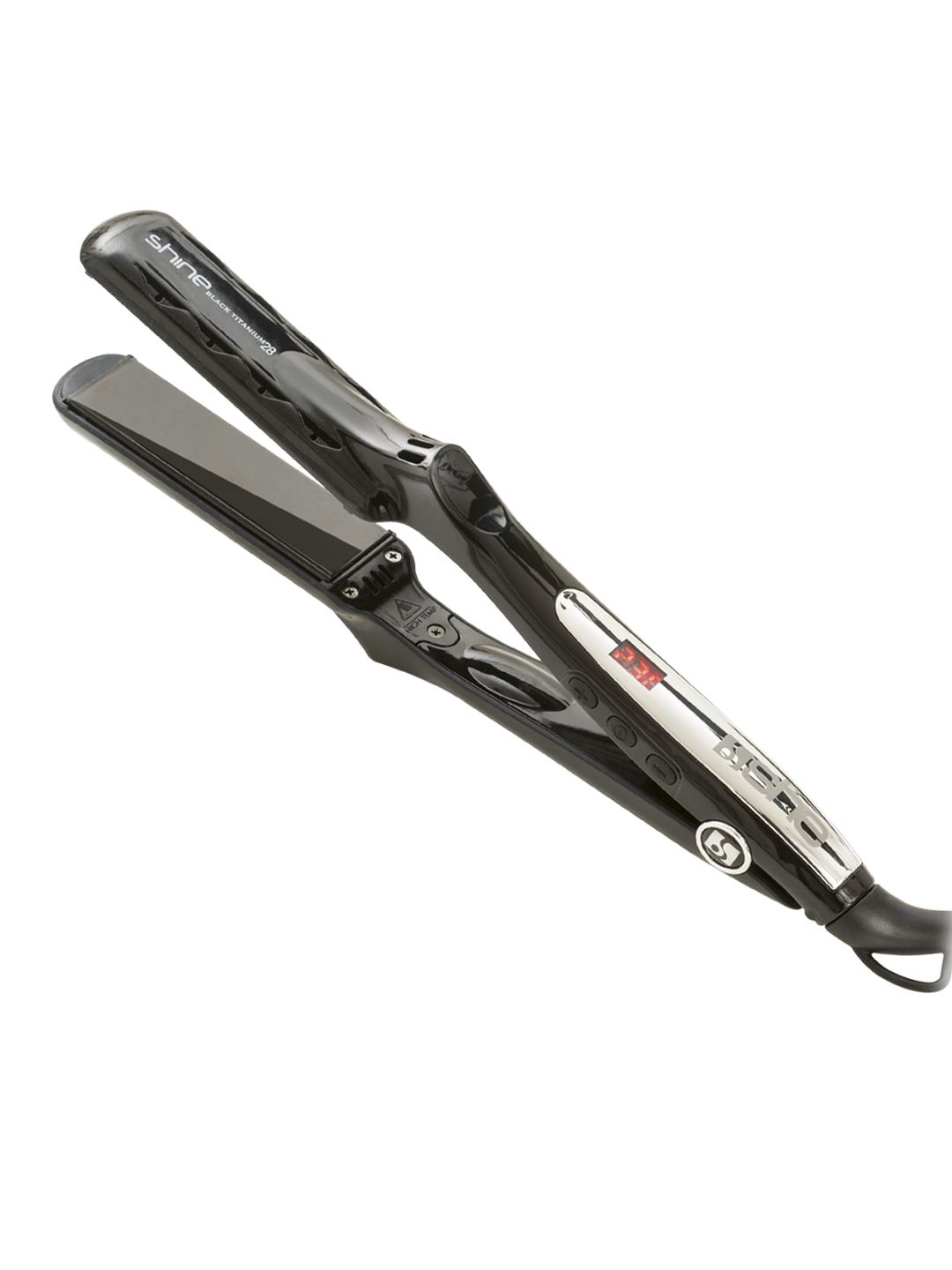 SHINE BLACK TITANIUM 28 – Plancha para el cabello de titanio y nano turmalina
